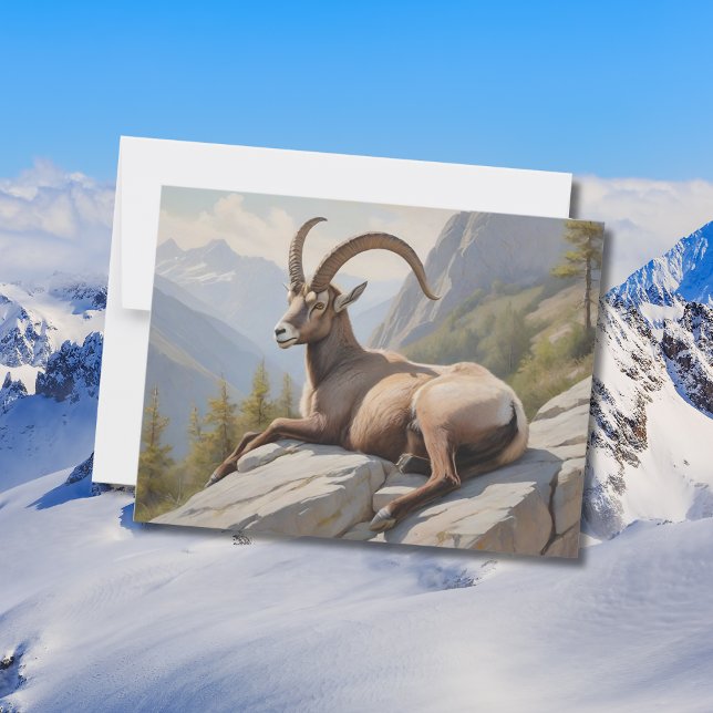 Cartão Postal Ibex alpino em rocha (Criador carregado)