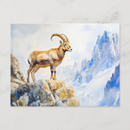 Cartão Postal Ibex na pintura aquosa dos Alpes