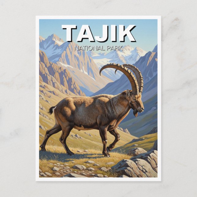 Cartão Postal Ibex na Viagem do Parque Nacional do Tajiquistão (Frente)