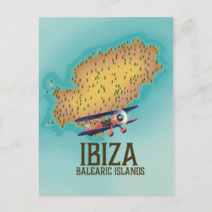 Cartão Postal Ibiza Balearic — mapa poster