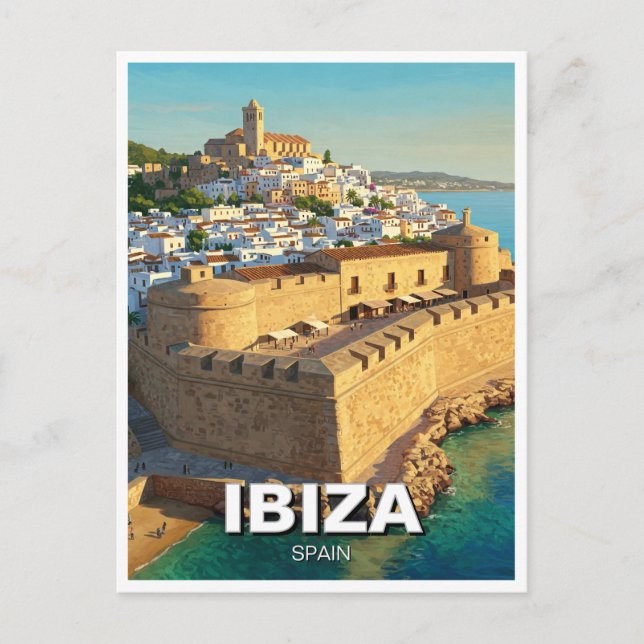 Cartão Postal Ibiza Dalt Vila Espanha Viagem (Frente)