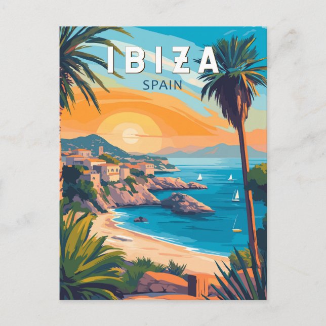 Cartão Postal Ibiza Espanha Art Vintage (Frente)