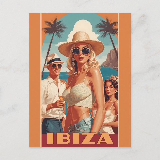 Cartão Postal Ibiza, Poster de viagens Espanha (Frente)