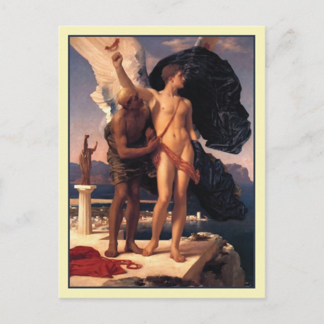 Cartão Postal Icarus e Daedalus por Frederick Leighton (Frente)
