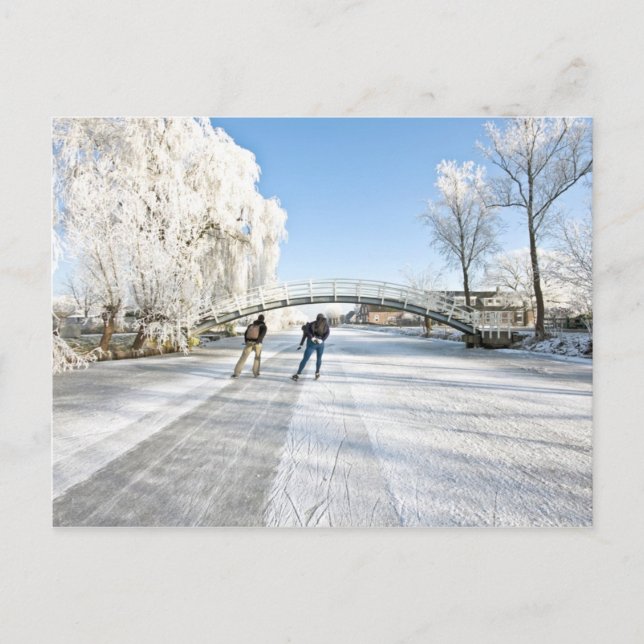 Cartão Postal Ice scating in the Netherlands (Frente)