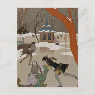 Cartão Postal Ice Skating no lago congelado