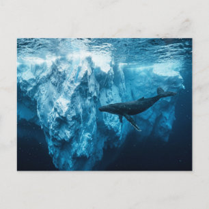 Cartão Postal Iceberg submarino e uma baleia-jubarte