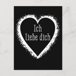 Cartão Postal Ich liebe dich, eu te amo em alemão preto e branco