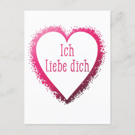Cartão Postal Ich liebe dich, eu te amo em alemão rosa