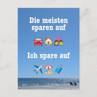Cartão Postal „Ich spare auf … Reisen!“ Postkarte