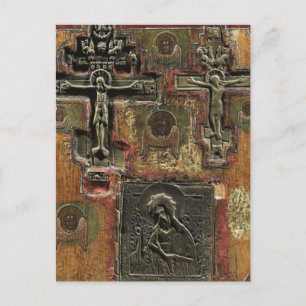 Cartão Postal Ícone Ancestral com Crucifixos e Elijah Ortodox