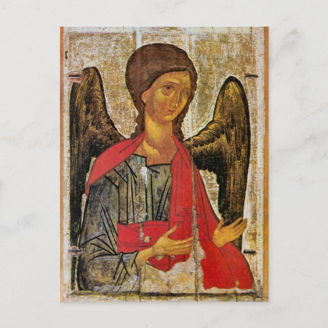 Cartão Postal Ícone Bizantino Archangel Michael Orthodox (Frente)