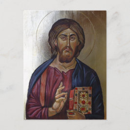 Cartão Postal Ícone Bizantino do Pantocrator Cristo