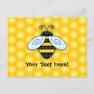 Cartão Postal Ícone Buzzing Bumblebee e Honeycomb