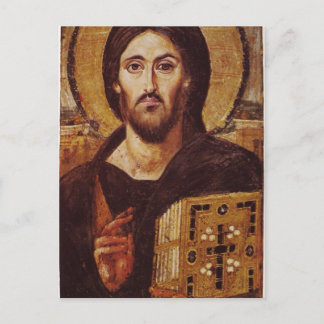 Cartão Postal Ícone Cristão de Jesus Cristo Pantocrator