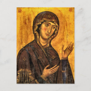 Cartão Postal Ícone Cristão Hagiosoirtissa Theotokos Orthodox