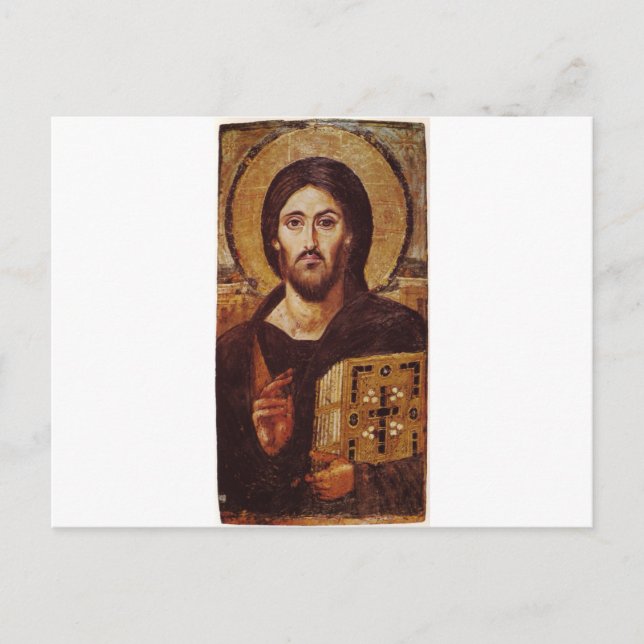Cartão Postal Ícone Cristão Jesus Cristo Pantocrator (Frente)