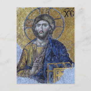 Cartão Postal Ícone Cristão Ortodoxo Bizantino de Jesus Cristo