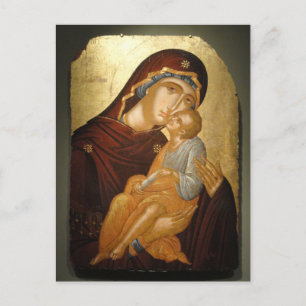 Cartão Postal Ícone da Mãe de Deus e Menino Cristo