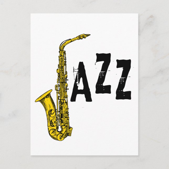 Cartão Postal Ícone de jazz com saxofone (Frente)