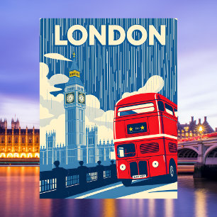 Cartão Postal Ícone de Londres Reino Unido Ônibus Vermelho de Do