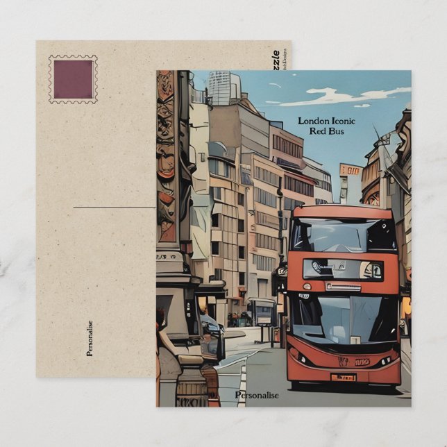 Cartão Postal Ícone de Ônibus Vermelho da Cidade de Londres Ingl (Frente/Verso)