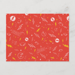 Cartão Postal Ícone do Flash Relâmpago e Padrão Doodle