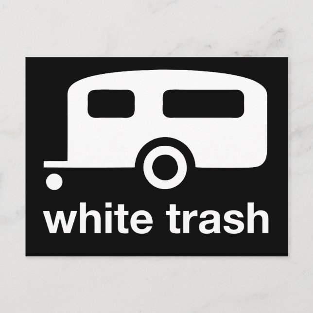 Cartão Postal Ícone do trailer branco Trash - parque do trailer (Frente)