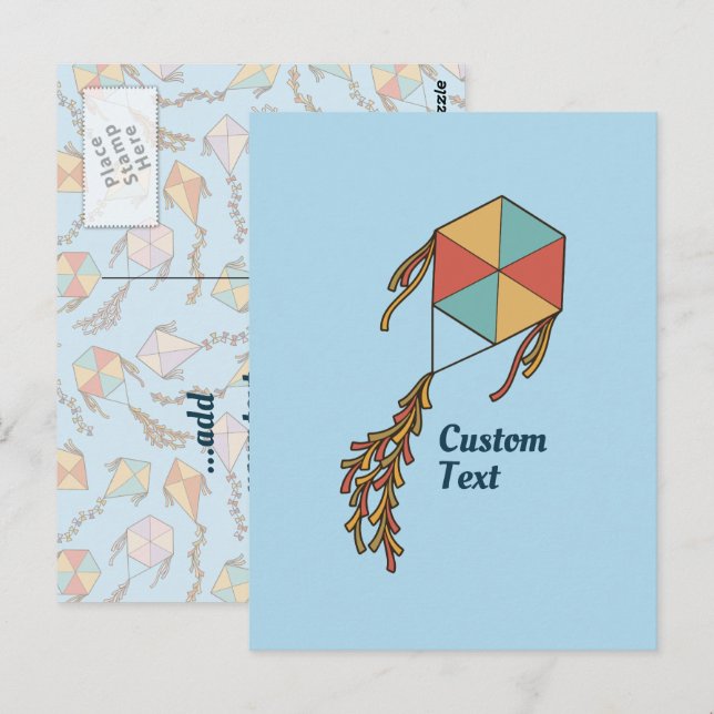 Cartão Postal Ícone Kite Azul Claro (Frente/Verso)