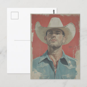 Cartão Postal Ícone Oeste Selvagem: Vintage Cowboy dos anos 50