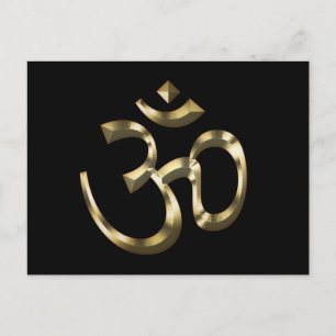 Cartão Postal Ícone Ohm, Símbolo Hinduísmo, preto ouro
