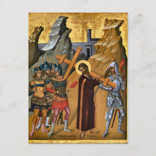 Cartão Postal Ícone Ortodoxo Cristão Cristo Carregando a Cruz