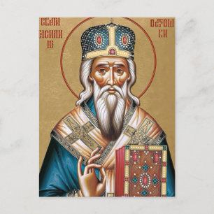 Cartão Postal Ícone Ortodoxo Cristão de S. Basílio de Ostrog