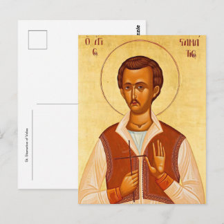 Cartão Postal Ícone Ortodoxo Cristão de S. Stamatios de Volos