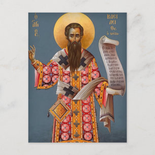 Cartão Postal Ícone Ortodoxo Cristão de São Basílio Magno