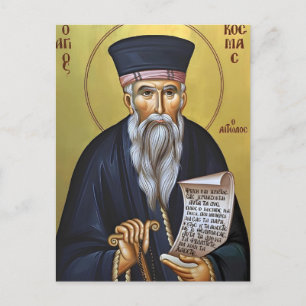 Cartão Postal Ícone Ortodoxo Cristão de São Kosmas de Etólia
