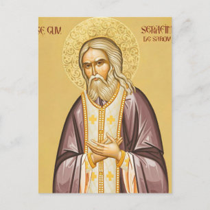 Cartão Postal Ícone Ortodoxo Cristão de São Serafim de Sarov