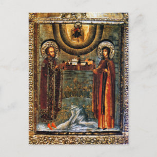 Cartão Postal Ícone Ortodoxo Cristão de Sta. Xenia de Roma