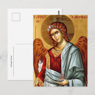 Cartão Postal Ícone Ortodoxo Cristão do Arcanjo Gabriel