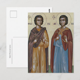 Cartão Postal Ícone Ortodoxo Cristão dos Santos Florus e Laurus