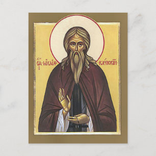 Cartão Postal Ícone Ortodoxo de São Miguel, o Louco por Cristo
