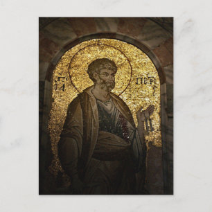 Cartão Postal Ícone Ortodoxo do Mosaico Peter Byzantine