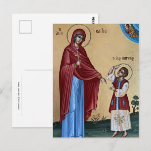 Cartão Postal Ícone Ortodoxo dos Santos Julitta e Cyricus    