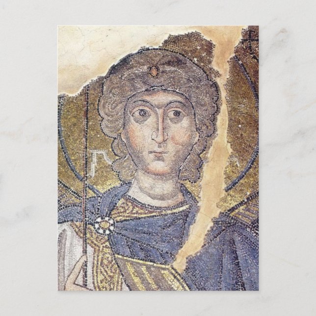 Cartão Postal Ícone Ortodoxo Mosaico Archangel Michael Byzantine (Frente)