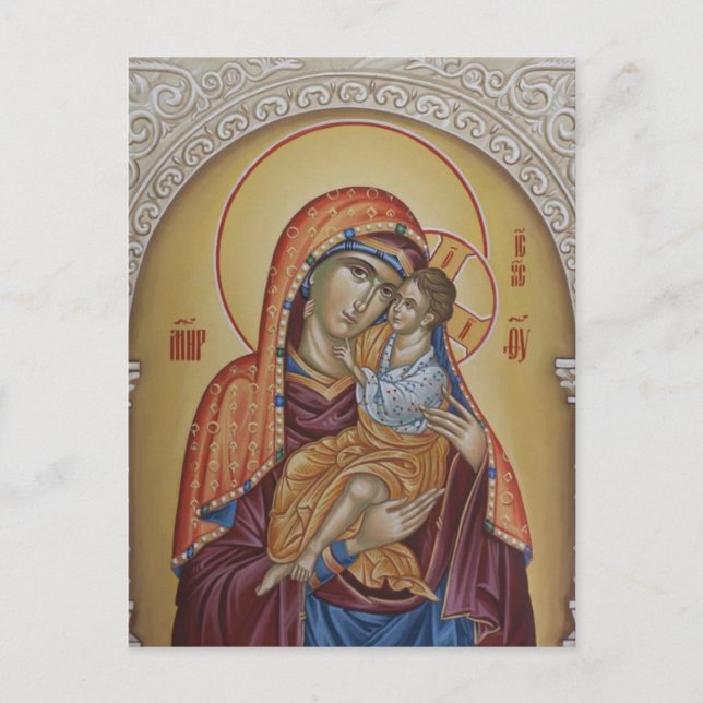 Cartão Postal Ícone Ortodoxo Oriental do Cristo Theotokos (Frente)