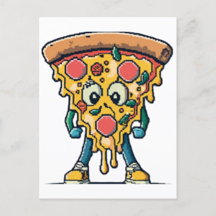 Cartão Postal icône souriante pizza mignonne