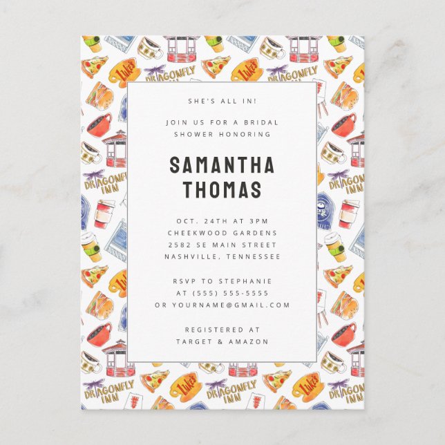 Cartão Postal Ícones de Aguarela de Gilmore Girls para Chá de No (Frente)