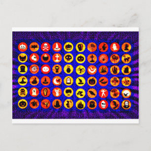 Cartão Postal Ícones do Halloween de pop Art