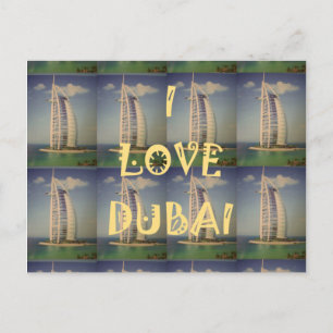 Cartão Postal Iconic Dubai: design de Vetor "Eu Amo Dubai"
