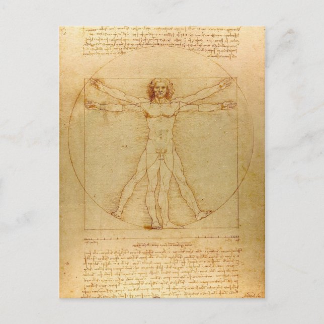 Cartão Postal Iconic Leonardo da Vinci Vetruvian Man (Frente)